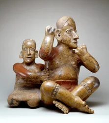 Sitzender Mann und Frau (Irdenware)